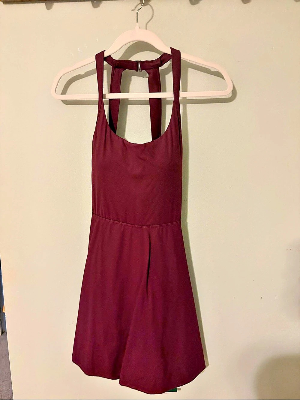 Halara Mini Tennis Dress Burgundy Size Medium NWT built in shorts